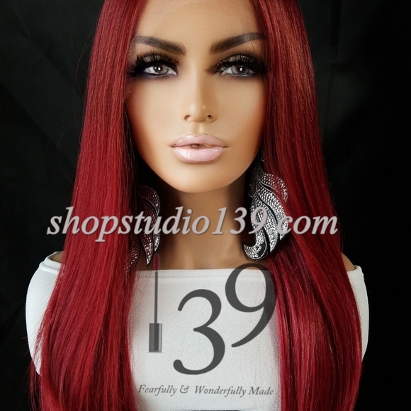 Red hot HD lace front human hair wig - Picture 3 of 4